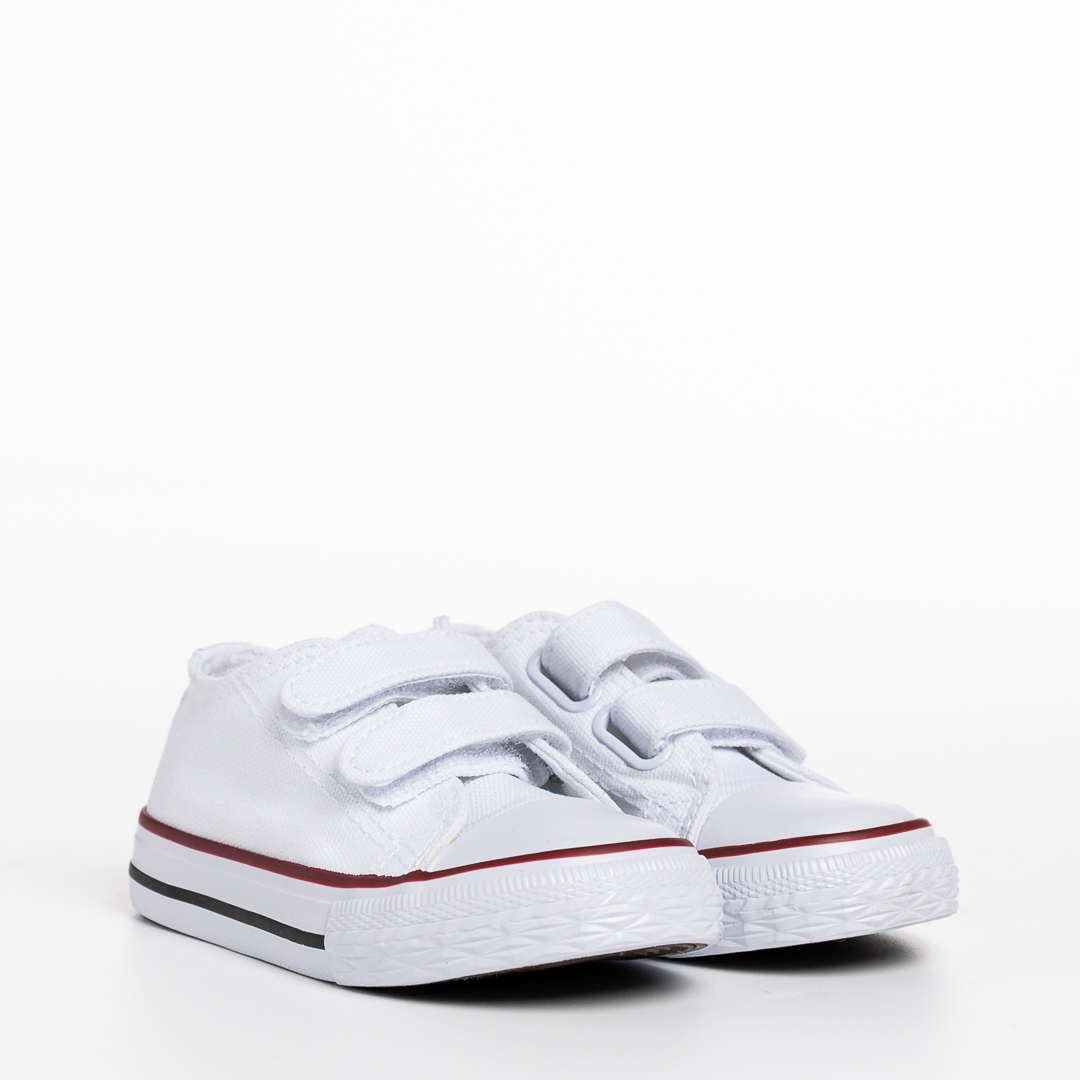 Tenisi copii alb din material textil Haku