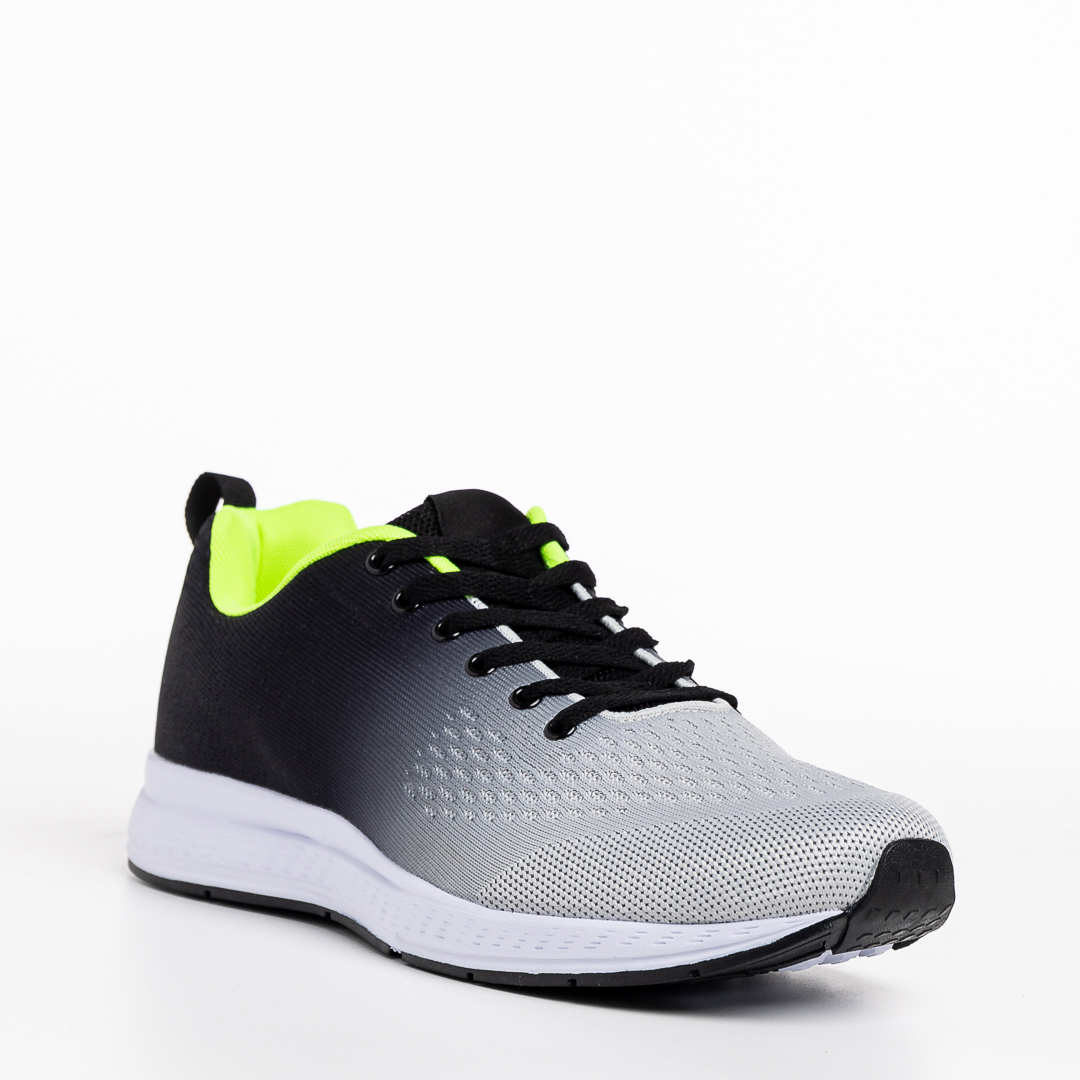 Pantofi sport barbati gri cu negru din material textil Renzo