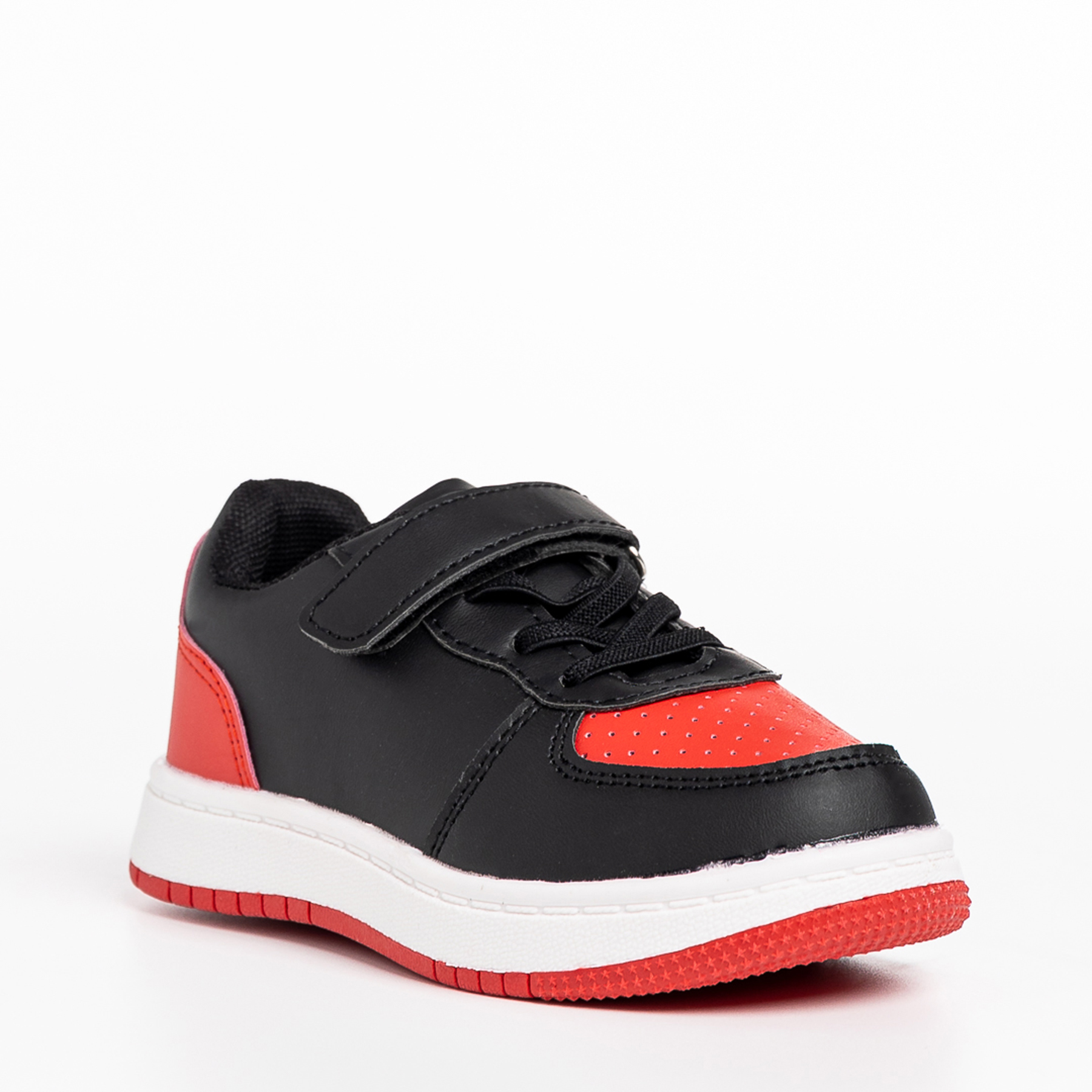 Pantofi sport copii rosii cu negru din piele ecologica Ponty kalapod.net imagine reduceri