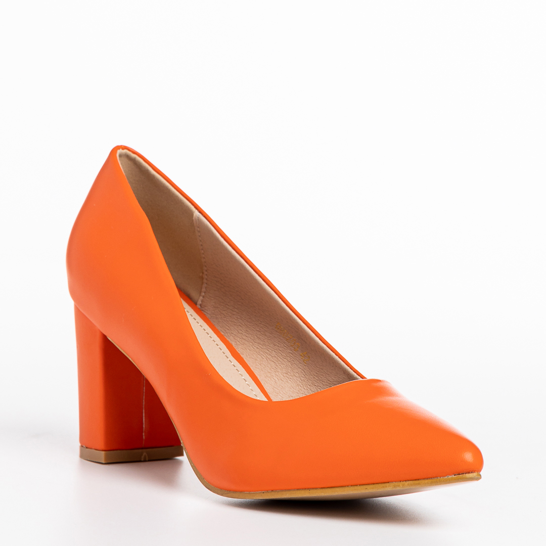 Pantofi dama portocali din piele ecologica Rissa kalapod.net imagine reduceri