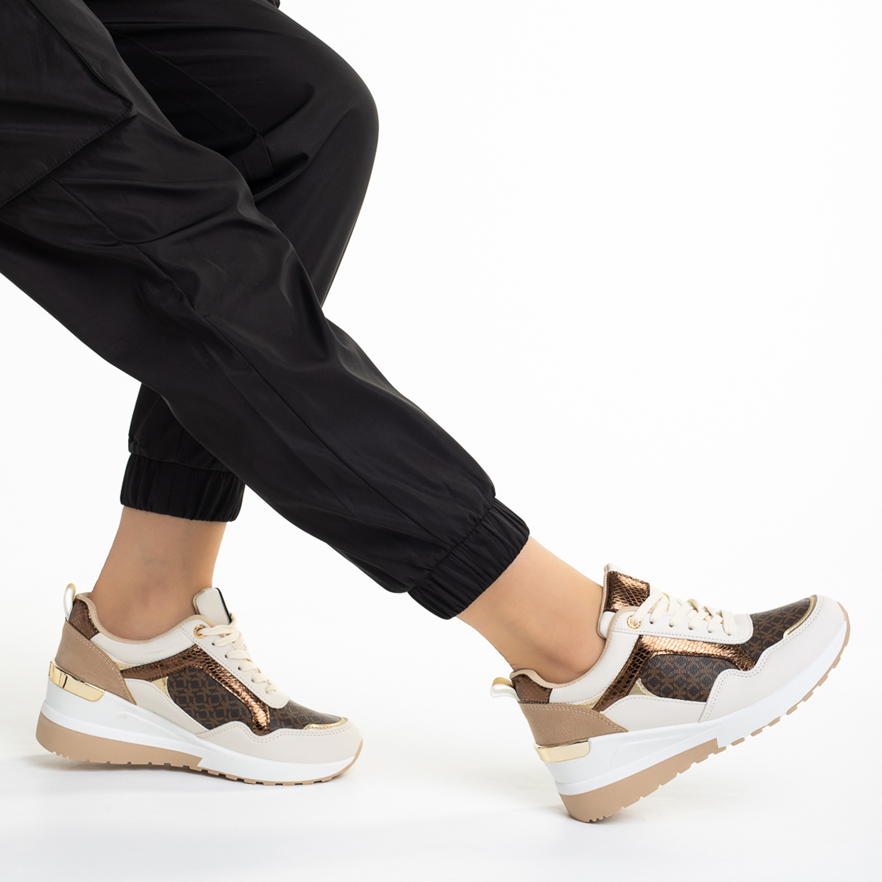 Pantofi sport dama maro din piele ecologica si material textil Amena