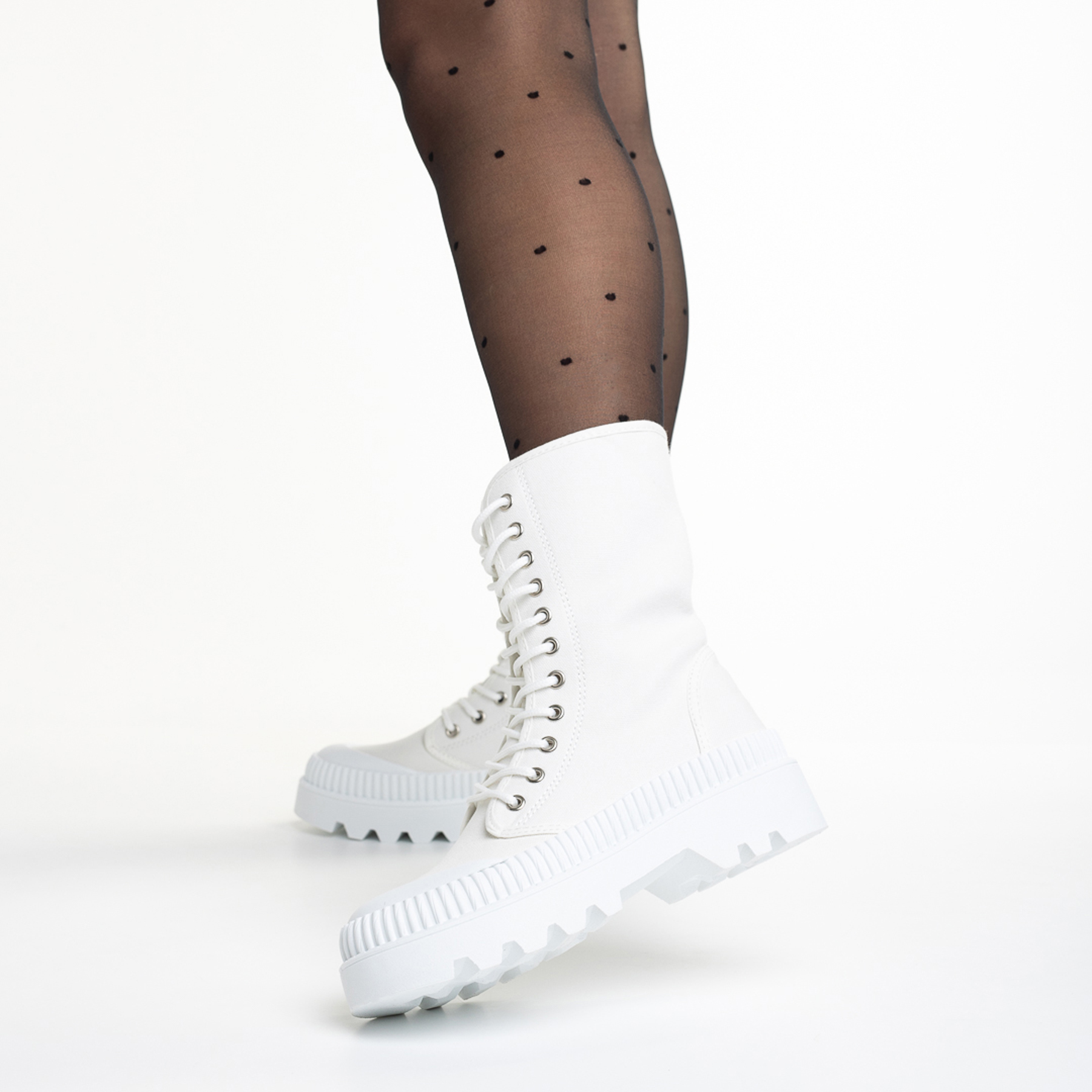 Pantofi sport dama albi din material textil Indira