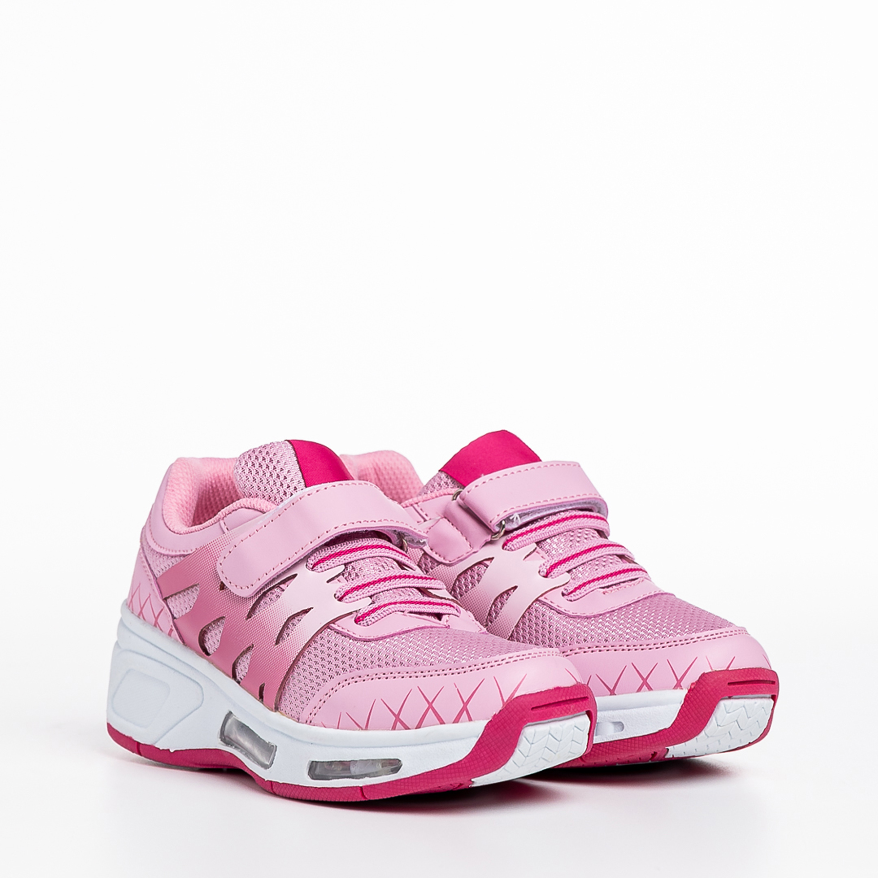 Pantofi sport copii roz cu role din piele ecologica Edwina