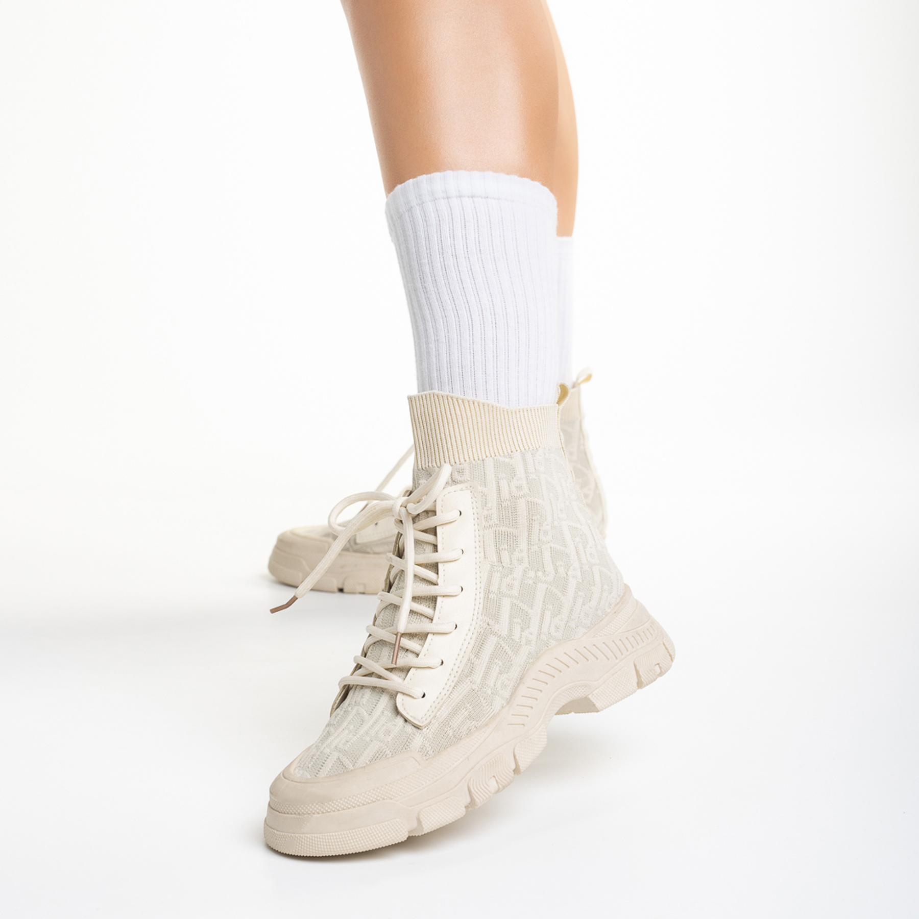 Pantofi sport dama bej din material textil Yariana