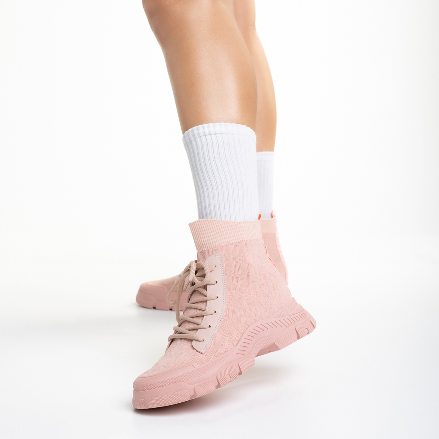 Pantofi sport dama roz din material textil Yariana