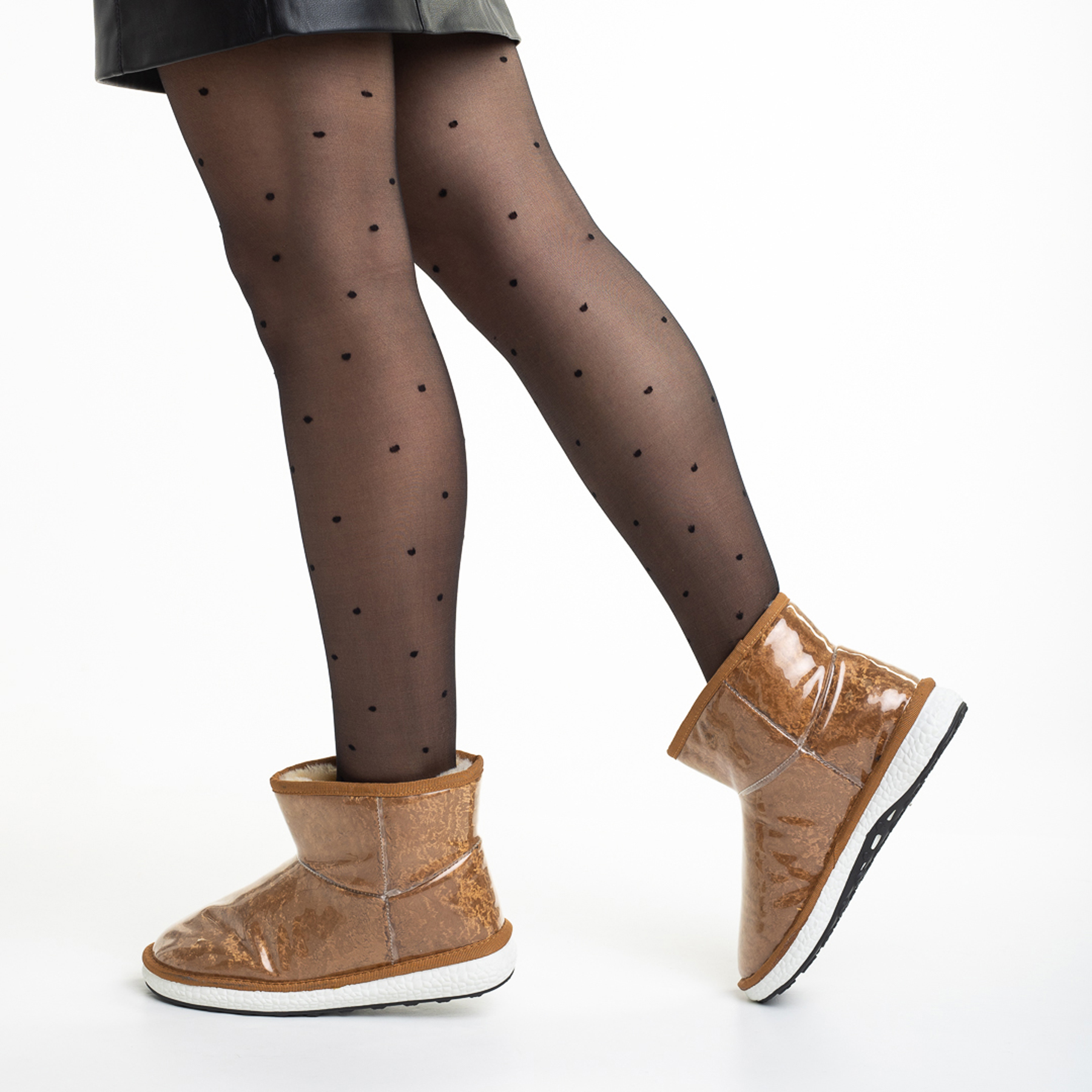 Cizme dama bej din material sintetic Pansy