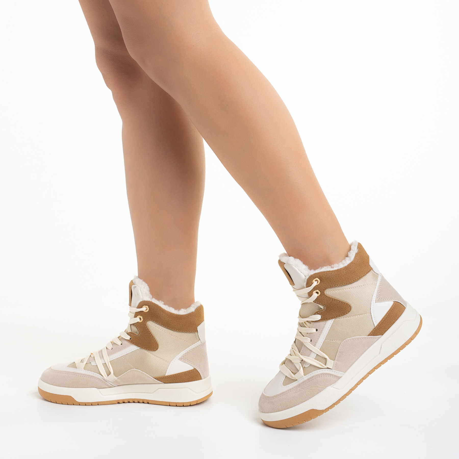 Pantofi sport dama bej din piele ecologica si material textil Reveca kalapod.net imagine reduceri