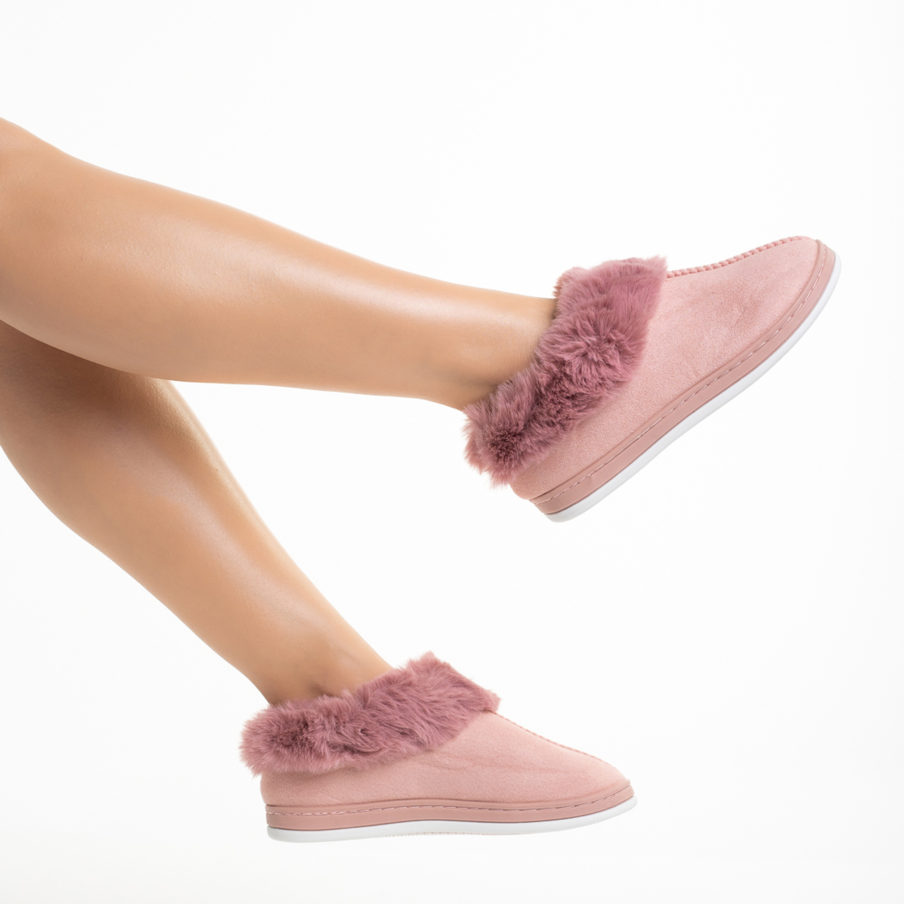 Papuci dama roz din material textil Samaya image1