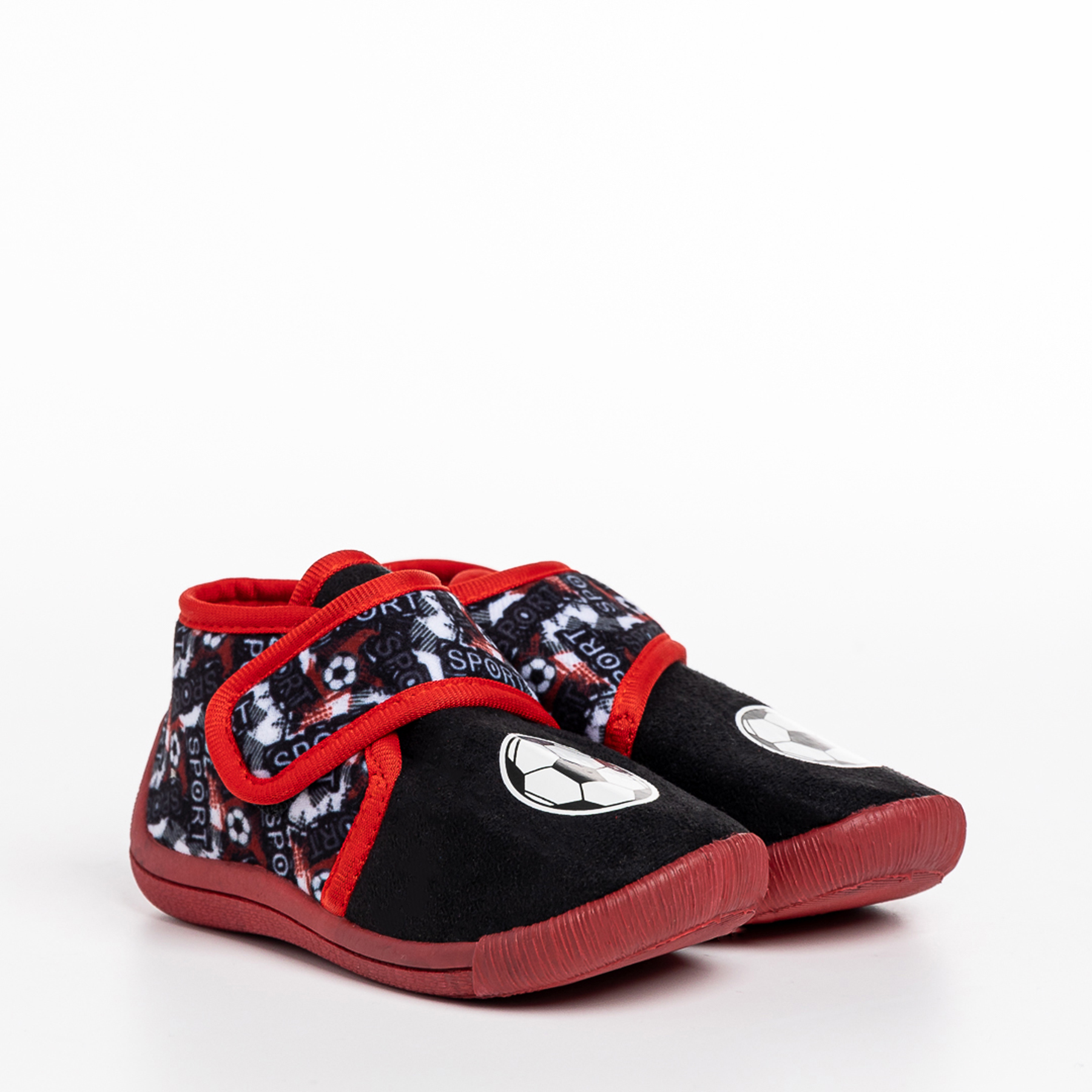 Papuci copii negri cu rosu din material textil Solina Incaltaminte Copii 2023-03-19