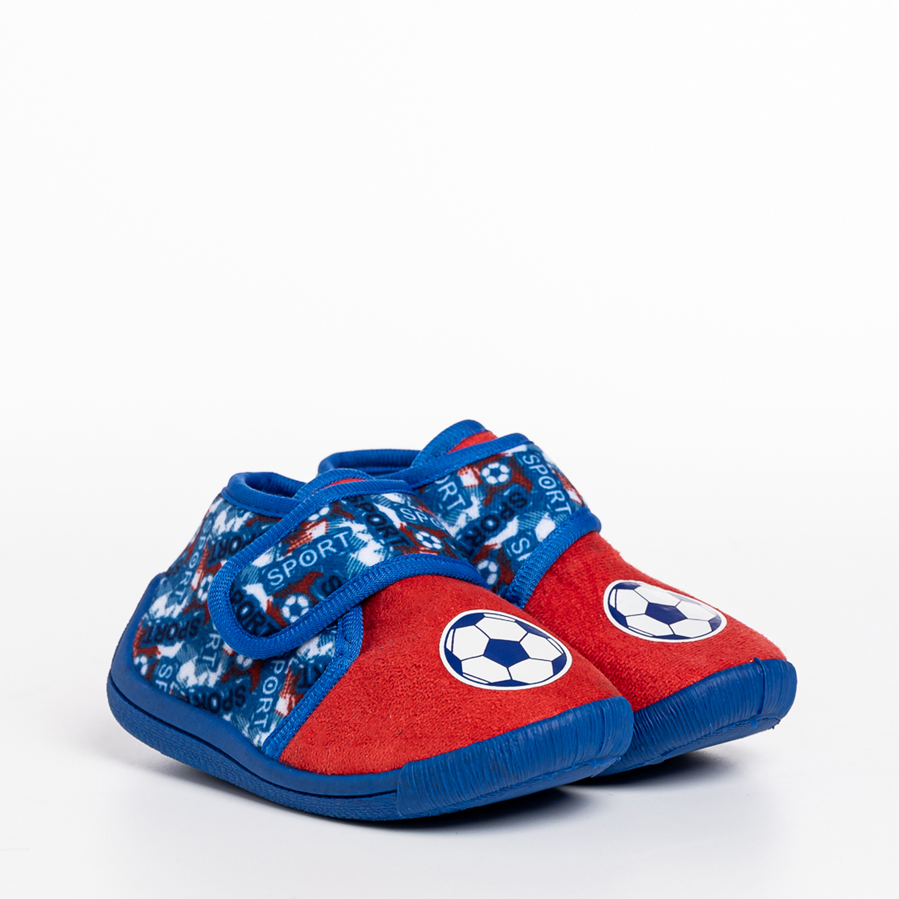 Papuci copii rosii cu albastru din material textil Solina Incaltaminte Copii 2023-03-19