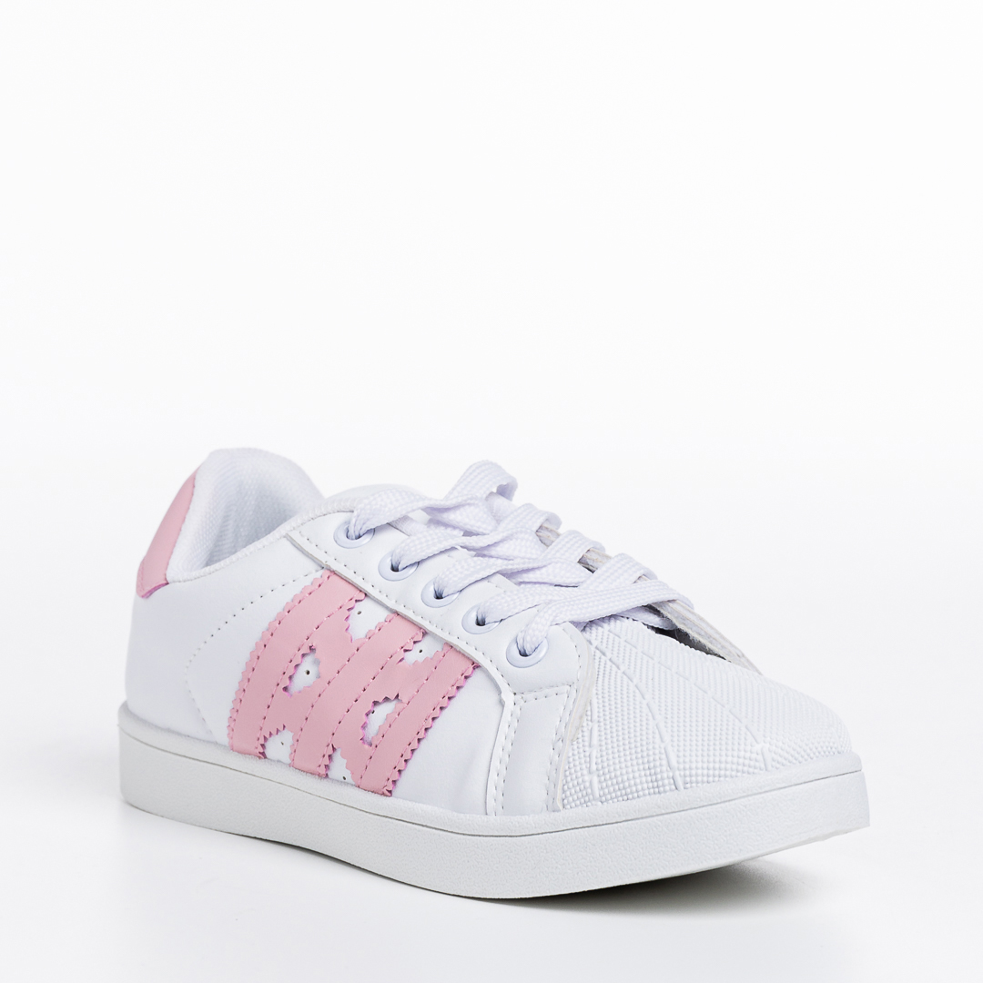Pantofi sport copii albi cu roz din piele ecologica Rafal Incaltaminte Copii 2023-03-21
