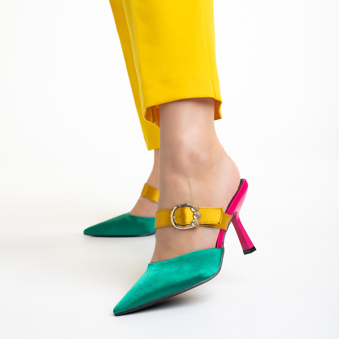 Sandale dama verzi din material textil Zorana