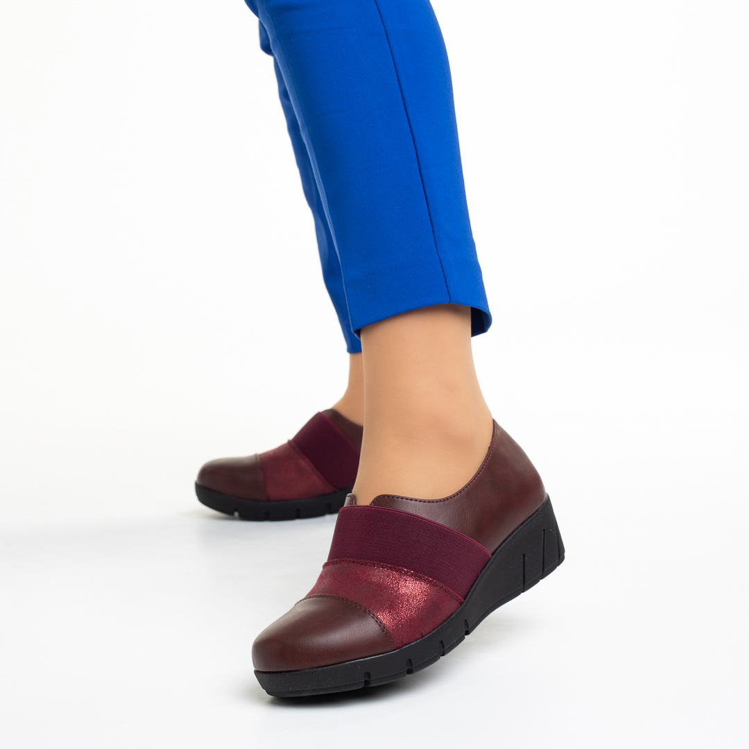 Pantofi dama grena din piele ecologica Breana