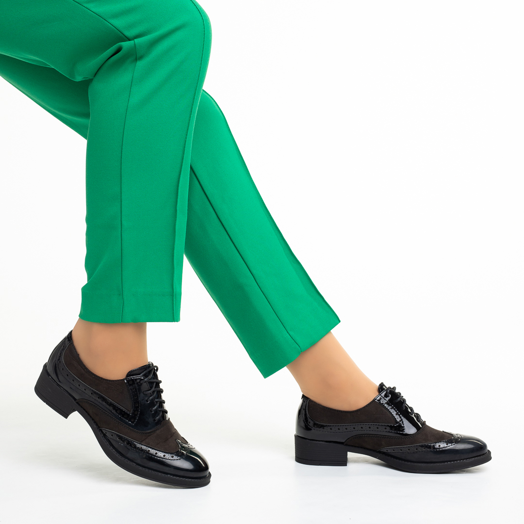 Pantofi dama negri din piele ecologica lacuita Uzma