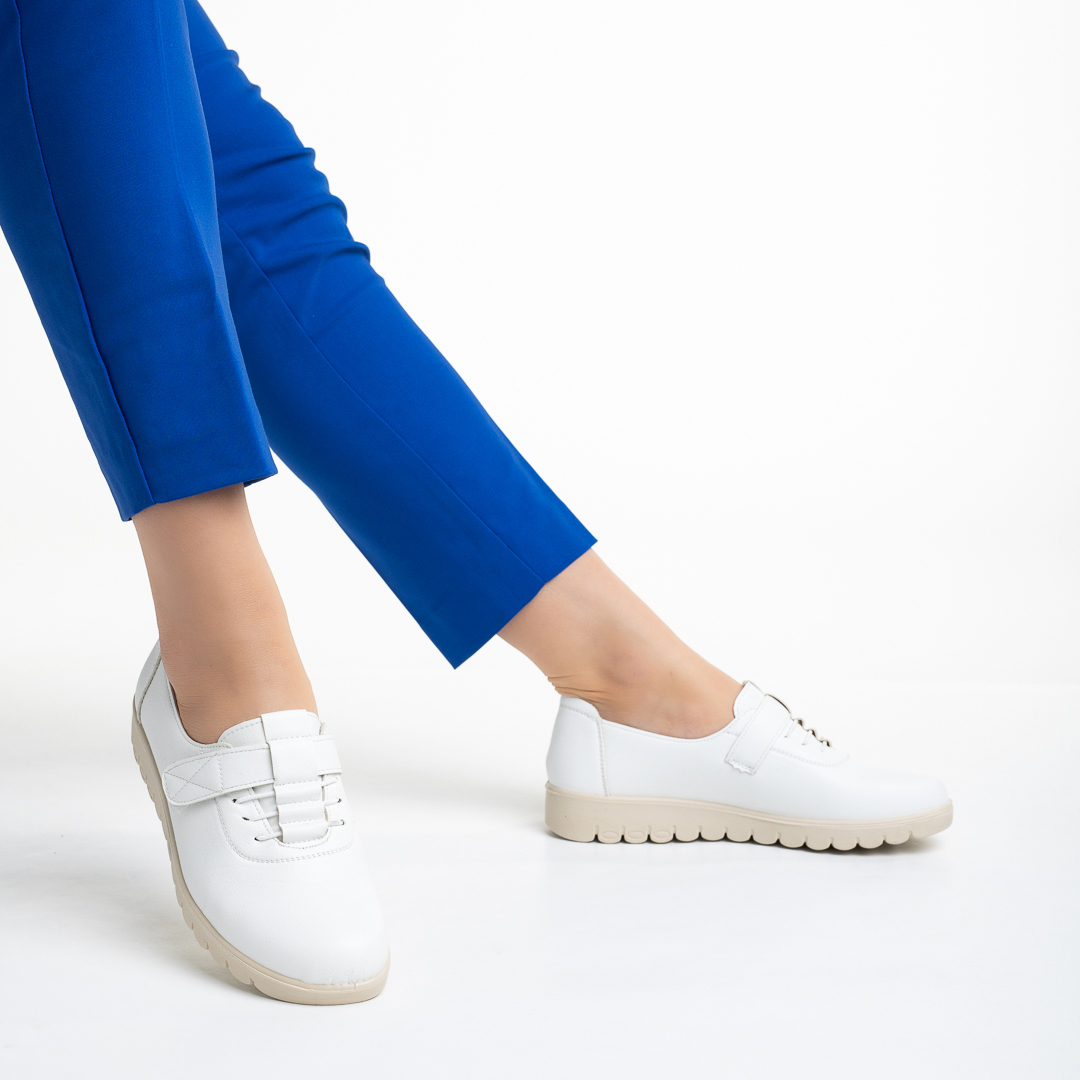 Pantofi sport dama albi din piele ecologica Avani