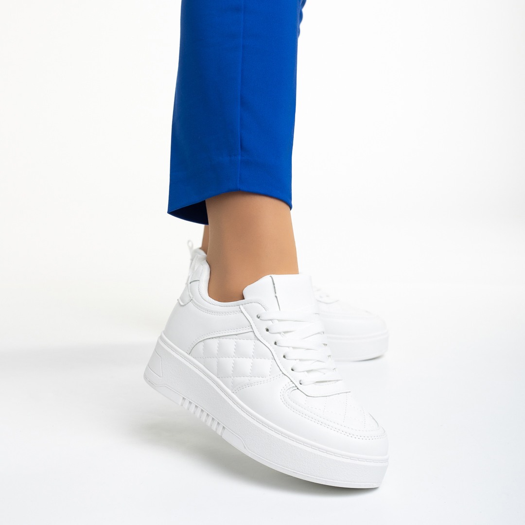 Pantofi sport dama albi din piele ecologica Eira
