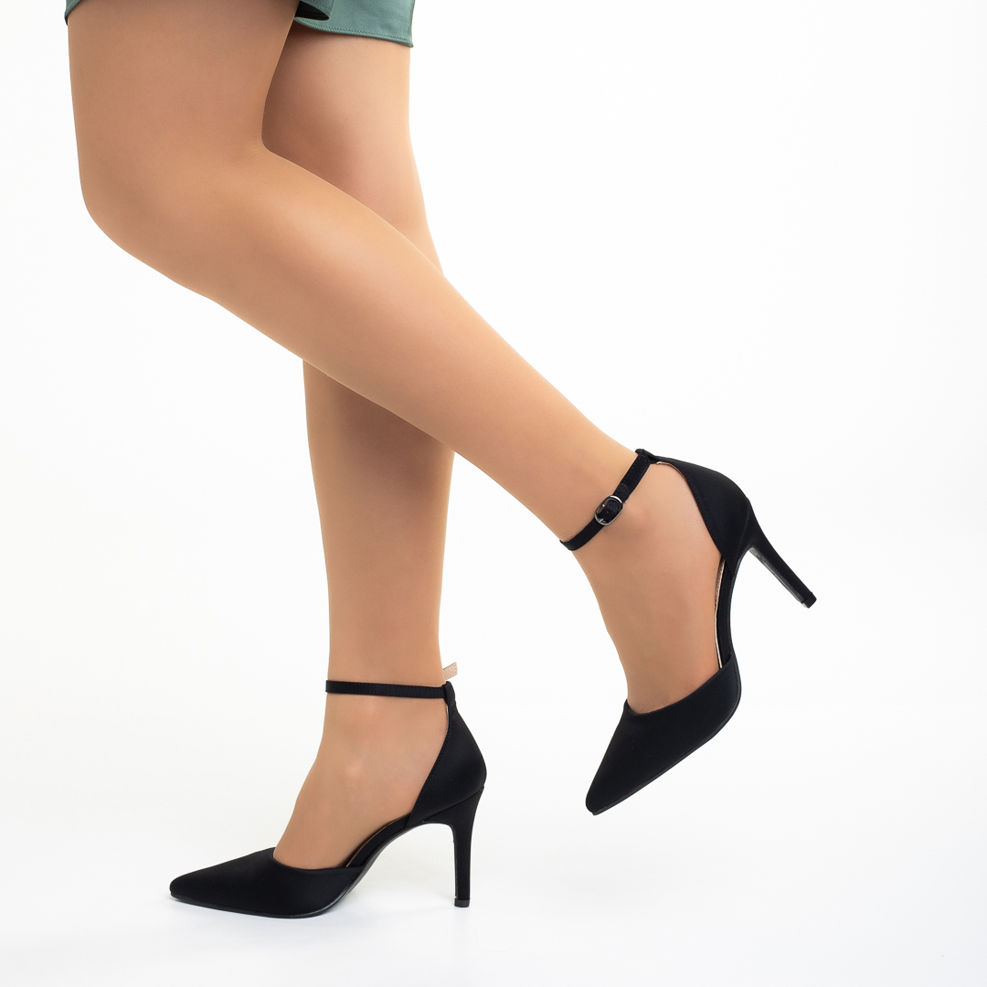 Pantofi dama negri din material textil cu toc Florene  Kalapod 2023-03-21