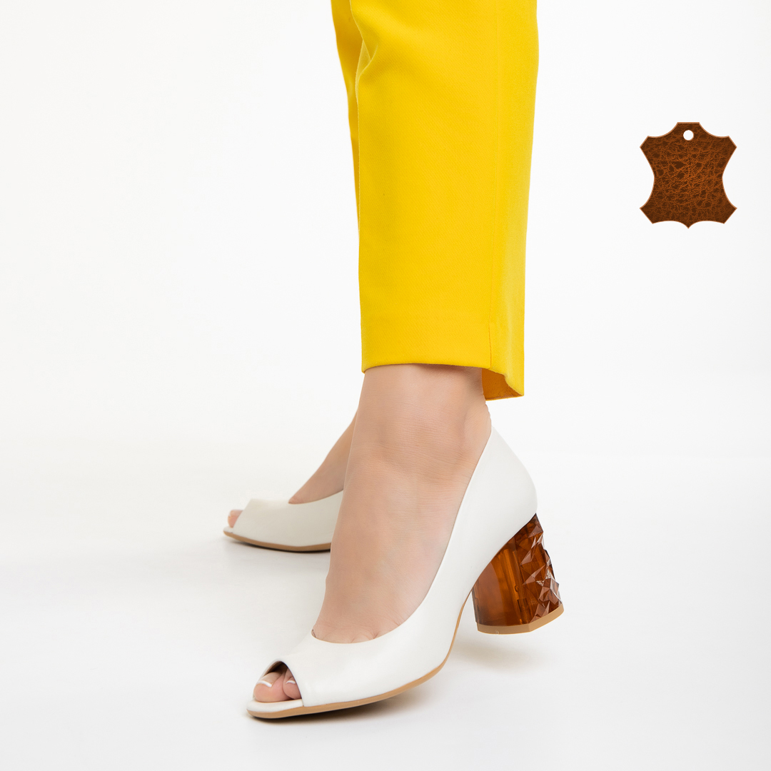 Pantofi dama Marco albi din piele naturala Estella Incaltaminte Dama 2023-03-19