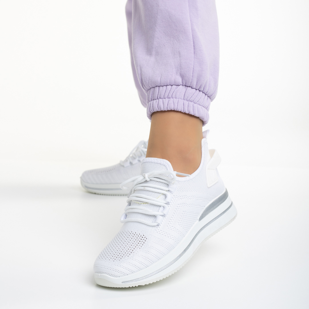 Pantofi sport dama albi din material textil Aryana Incaltaminte Dama 2023-03-24