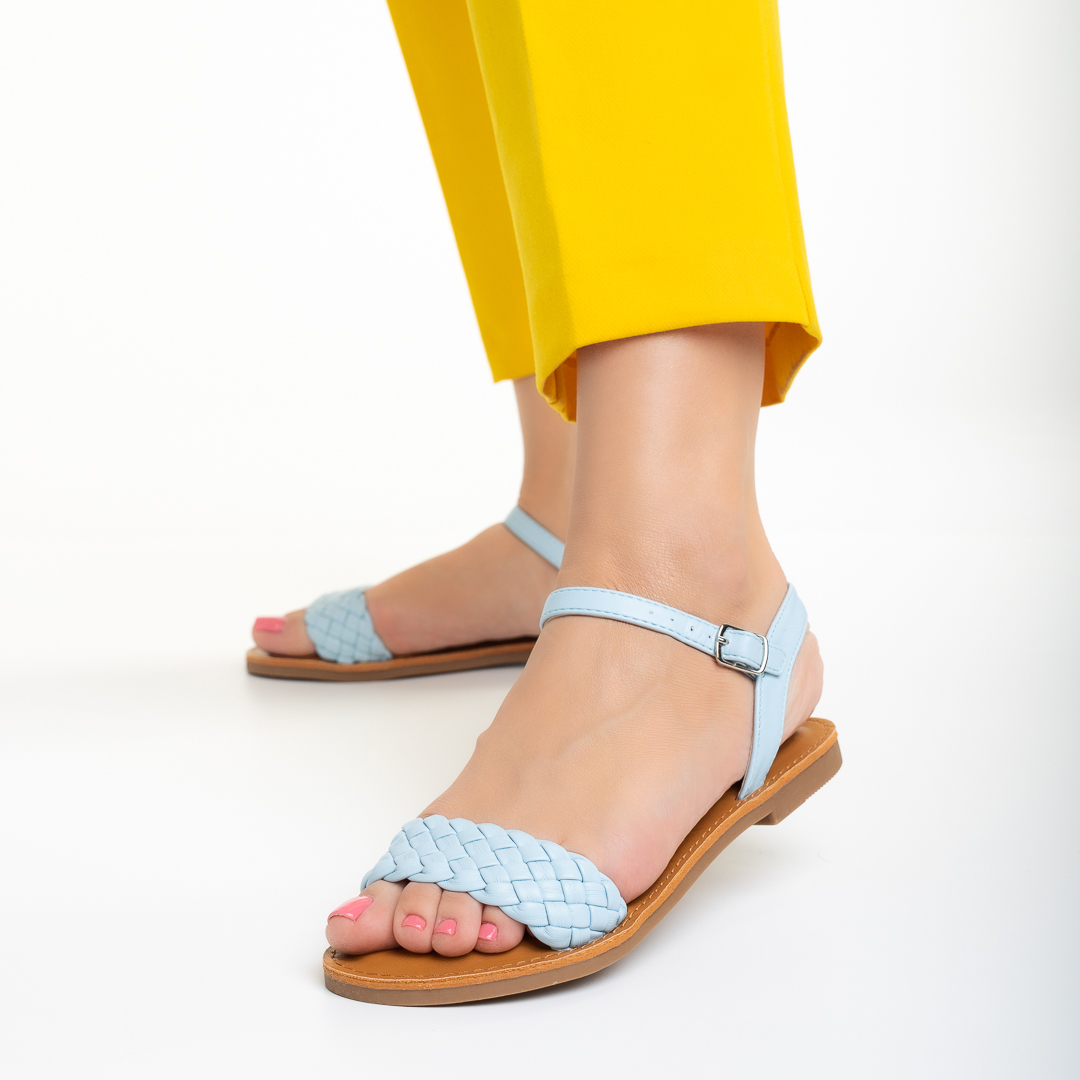 Sandale dama albastre din piele ecologica Livie