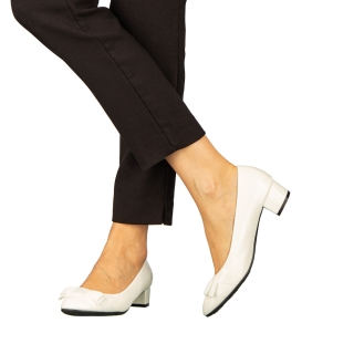 Pantofi dama cu toc albi din piele ecologica Turni