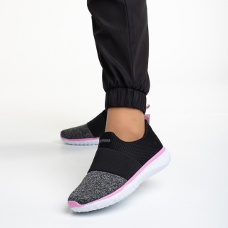 Marea lichidare de iarna - Reduceri Pantofi sport dama negri cu gri din material textil Sisto Promotie