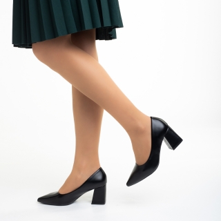 Easter Sale - Reduceri Pantofi dama negri din piele ecologica cu toc Mirsada Promotie
