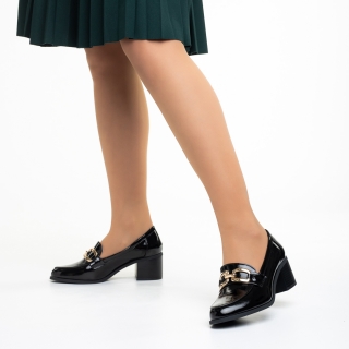 Spring Sale - Reduceri Pantofi dama negri din piele ecologica lacuita cu toc Fadila Promotie
