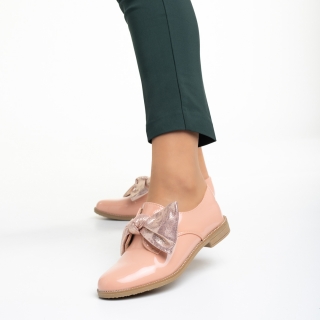 Easter Sale - Reduceri Pantofi dama roz din piele ecologica lacuita Mitra Promotie