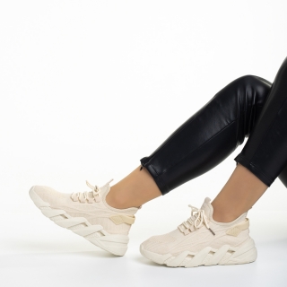 Spring Sale - Reduceri Pantofi sport dama bej din material textil Leanna Promotie