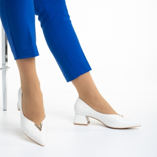 Black Friday - Reduceri Pantofi dama albi din piele ecologica Oria Promotie