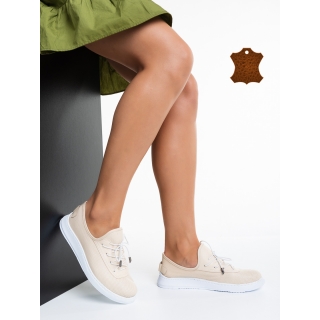 Spring Sale - Reduceri Pantofi casual dama bej din piele naturala Nilda Promotie