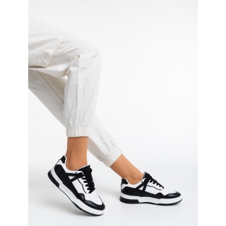 Spring Sale - Reduceri Pantofi sport dama albi cu negru din piele ecologica Milla Promotie