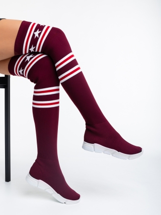 Winter Sale - Reduceri Pantofi sport dama grena din material textil Alisa Promotie