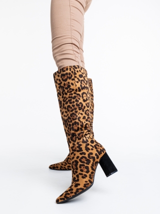 Black Friday - Reduceri Cizme dama leopard din material textil Hersilia Promotie