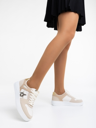 Women's Month - Reduceri Pantofi sport dama bej din piele ecologica Adamina Promotie