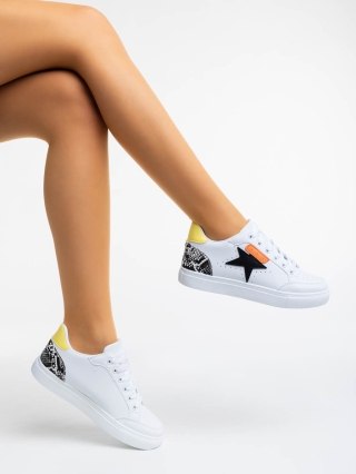 Love Sales - Reduceri Pantofi sport dama albi cu negru din piele ecologica Yeva Promotie