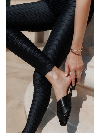 Black Friday de Vara - Reduceri Papuci dama negri din piele ecologica Renatta Promotie