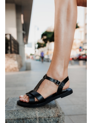 Secret Sale - Reduceri Sandale dama negre din piele ecologica Deisha Promotie