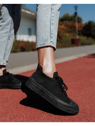 Black Friday de Vara - Reduceri Tenisi dama negri din material textil Elexia Promotie